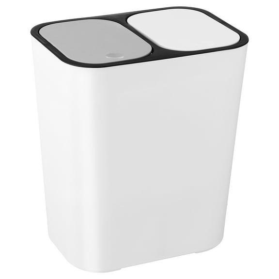 Trash Can Dual Compartment Garbage Can, 3.96Gal Recycling Bin Double Bin Trash Can with Lid for Kitchen Office Bedroom