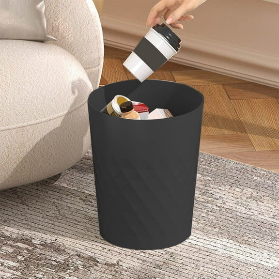 Trash Can,Grey Plastic Cylindrical Waste Bin with Textured Pattern,Versatile Household Lightweight Trash Can,Suitable for Home,Office and Dormitory
