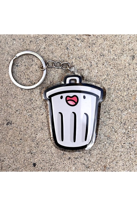 Trash Can Keychain | Cute Acrylic Keychain | kawaii keychain | garbage can keychain | cute trash keychain | happy trash can keychain |trashy
