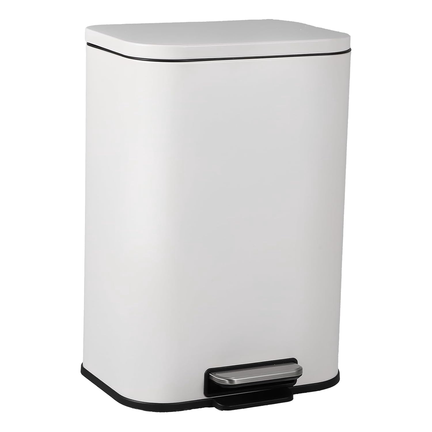 Trash Can for Kitchen, Stainless Steel Step Trash Can with Soft-Close Lid & Removable Inner Bucket, Rectangular Garbage Can for Office Bathroom Living Room