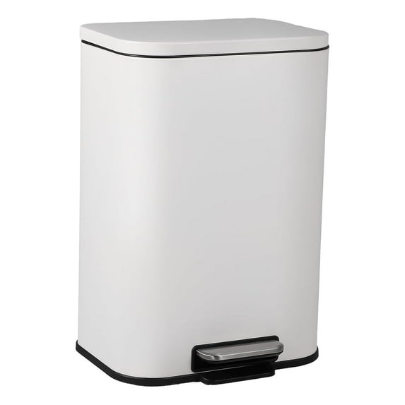 Trash Can for Kitchen, Stainless Steel Step Trash Can with Soft-Close Lid & Removable Inner Bucket, Rectangular Garbage Can for Office Bathroom Living Room