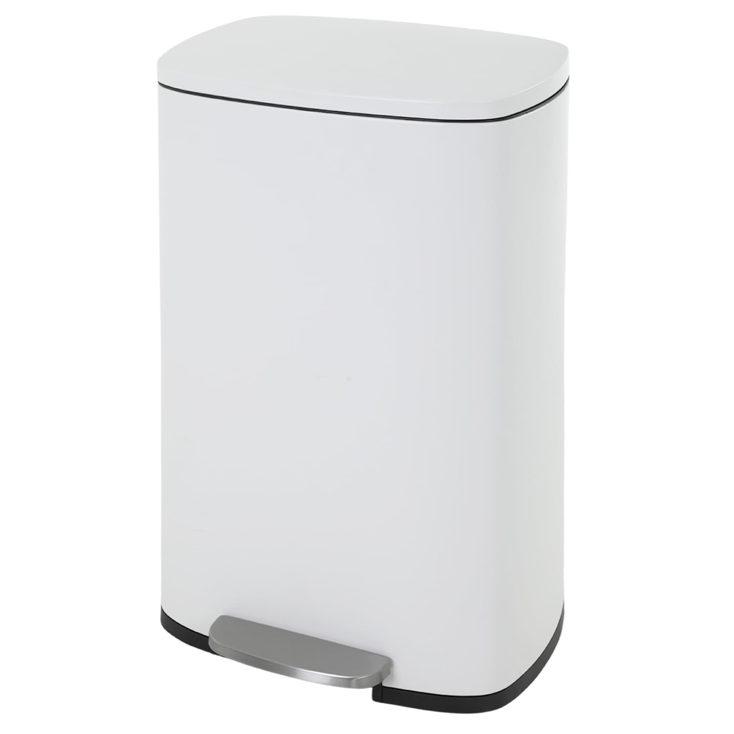 Relaxdays 20 Litre Kitchen Bin - Matt White, Foot Pedal, Removable Inner Bucket, Modern Design