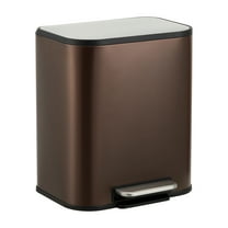 Trash Can with Lid, 8 Gallon Step Open Garbage Can, Stainless Steel Waste Bin with Removable Inner Bucket, Rectangular, for Kitchen Bathroom, Office, Living Room