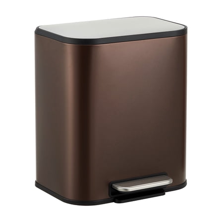 Trash Can with Lid, 8 Gallon Step Open Garbage Can, Stainless Steel Waste Bin with Removable Inner Bucket, Rectangular, for Kitchen Bathroom, Office, Living Room