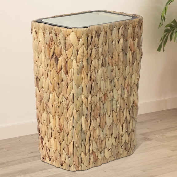 Trash Can with Lid for Bathroom,2.6Gallon Small Rattan Garbage Can with Press Top Lid,Woven Wastebasket and Hamper 2 in 1 Wicker Trash Basket for Bathroom,Kitchen,Living Room,Bedroom