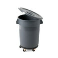 thumbnail image 1 of Trash Can With Lid And Dolly Round Ingredient Storage Containers Recycling Bin Kitchen Garbage Can Office Garbage Can Trash Barrel Plastic Barrel Yard Waste Bin Outdoor Trashcan (Gray, 32 Gallon), 1 of 9
