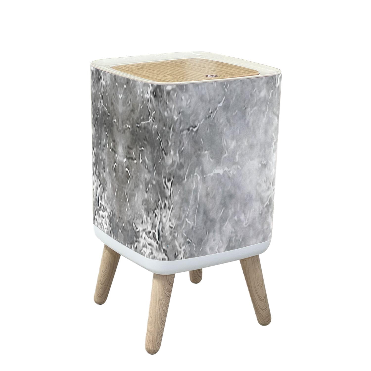 Trash Can with Lid Grey marble texture Granite Stone Hand drawn dark ...