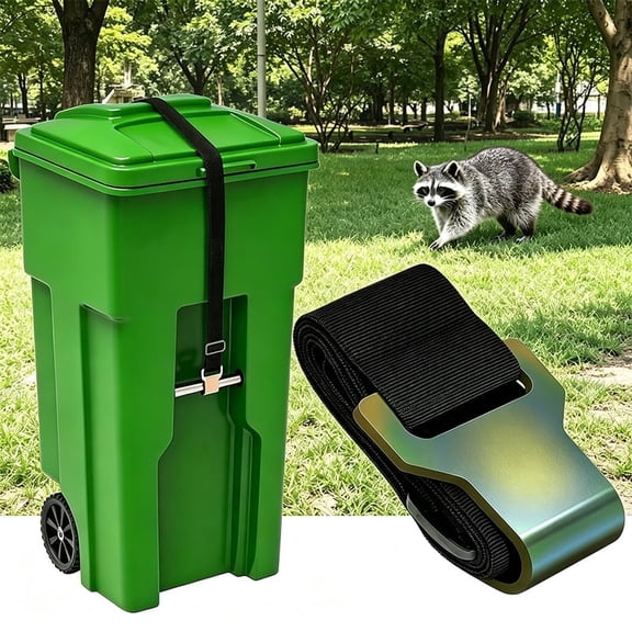 Trash Can Lid Lock Bungee Strap – Secures Outdoor Garbage Cans from Wind & Raccoons