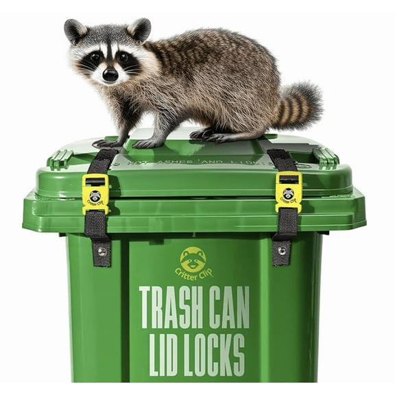 Trash Can Lid Lock-Garbage Can Lock, Garbage Lid Strap, Trash Bin Locks for Animals, Keep Raccoon Out of Trash, Bear Proof Trash Can, Garbage Lid Strap for Outside Easy Installation-2Pcs
