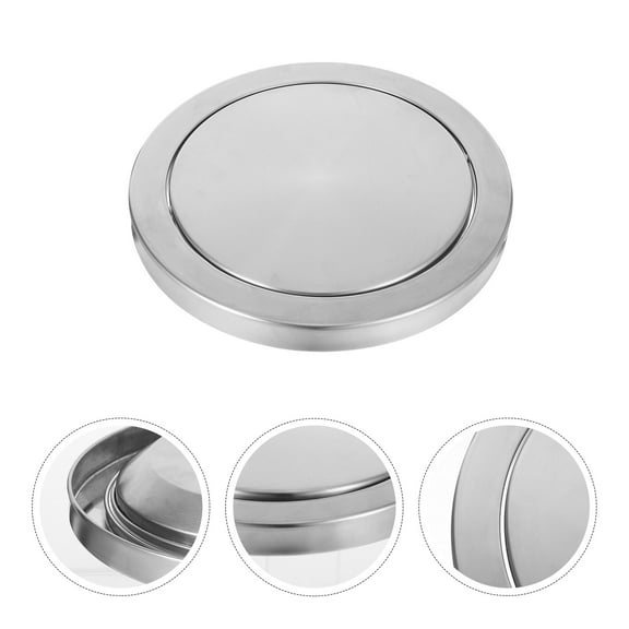 ETEREAUTY Kitchen Trash Bin Lid Stainless Steel Recessed Waste Chute Lid Silver 2pcs