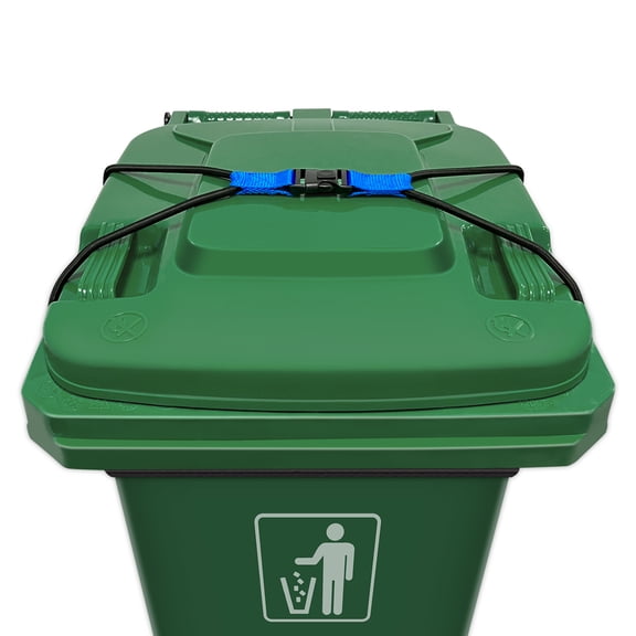Trash Can Lock, Lid Lock for 30-51 Gal Outdoor Garbage Cans, Heavy Duty Bungee Cord Garbage Can Lock for Animals, Squirrels, Dogs, Raccoons