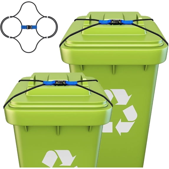 Trash Can Lock for Animals/Raccoons,Bungee Cord 30-50 Gallon Trash Can Lid Lock,Outdoor Garbage Lid Lock(Trash Can NOT Included)