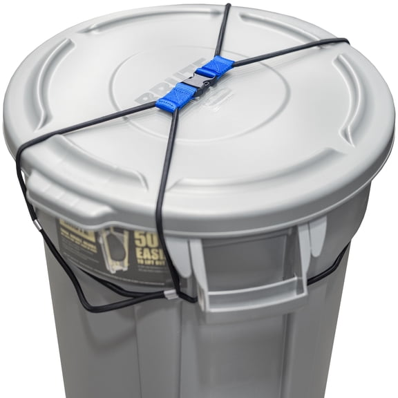 Trash Can Lock for Animals/Raccoons, Bungee Cord Heavy Duty Extra Large Outdoor Garbage Lid Lock (Fits 50-96 Gallon Trash Can)