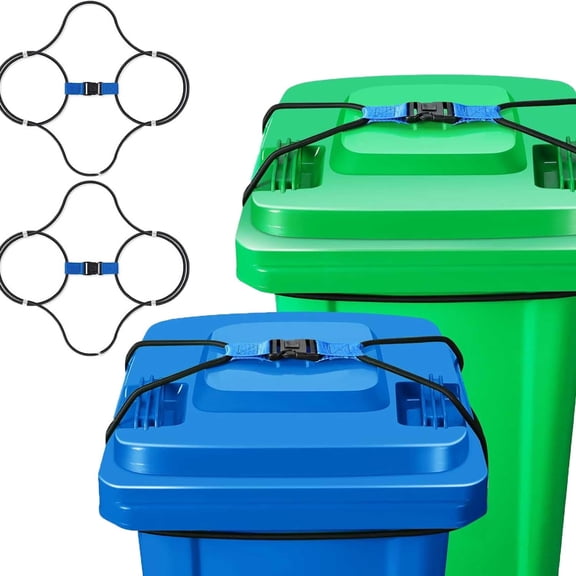 Trash Can Locks for Animals ,2PCS Garbage Can Lid Locks with Heavy Duty Bungee for Raccoons proof,Bears proof and Wind-Resistant for 30-50 Gallon Cans(Trash Can NOT Included)