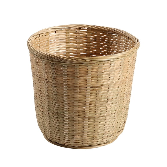 Trash Can, Natural Bamboo Woven Round, 8.1x5.9In, Sturdy and Easy to Maintain, Perfect for Bathroom Bedroom Office Kitchen Small Living Spaces, Neutral Home Decor Waste Storage Basket