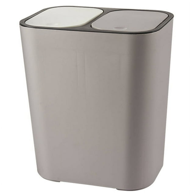 Trash Can Plastic PushButton Dual Compartment 12 Liter Recycling Waste