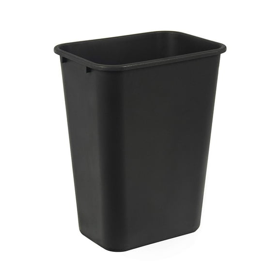 Trash Can, Rectangular Commercial Office Wastebasket, 10 Gallon (Pack Of 1), Black