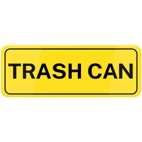 Trash Can Sign 10"X3" Yellow Acrylic - Self Stick Door Sign Wall Decal For Offices Businesses House Home