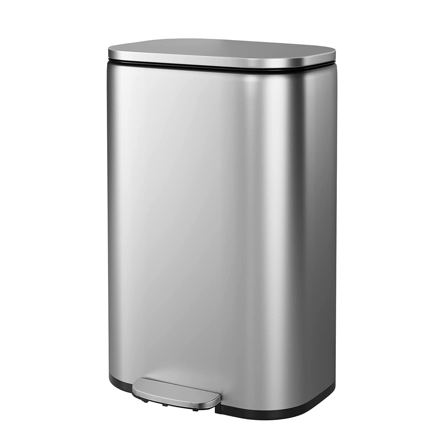 13 Gallon Brushed Stainless Steel Oval Step Trash Can