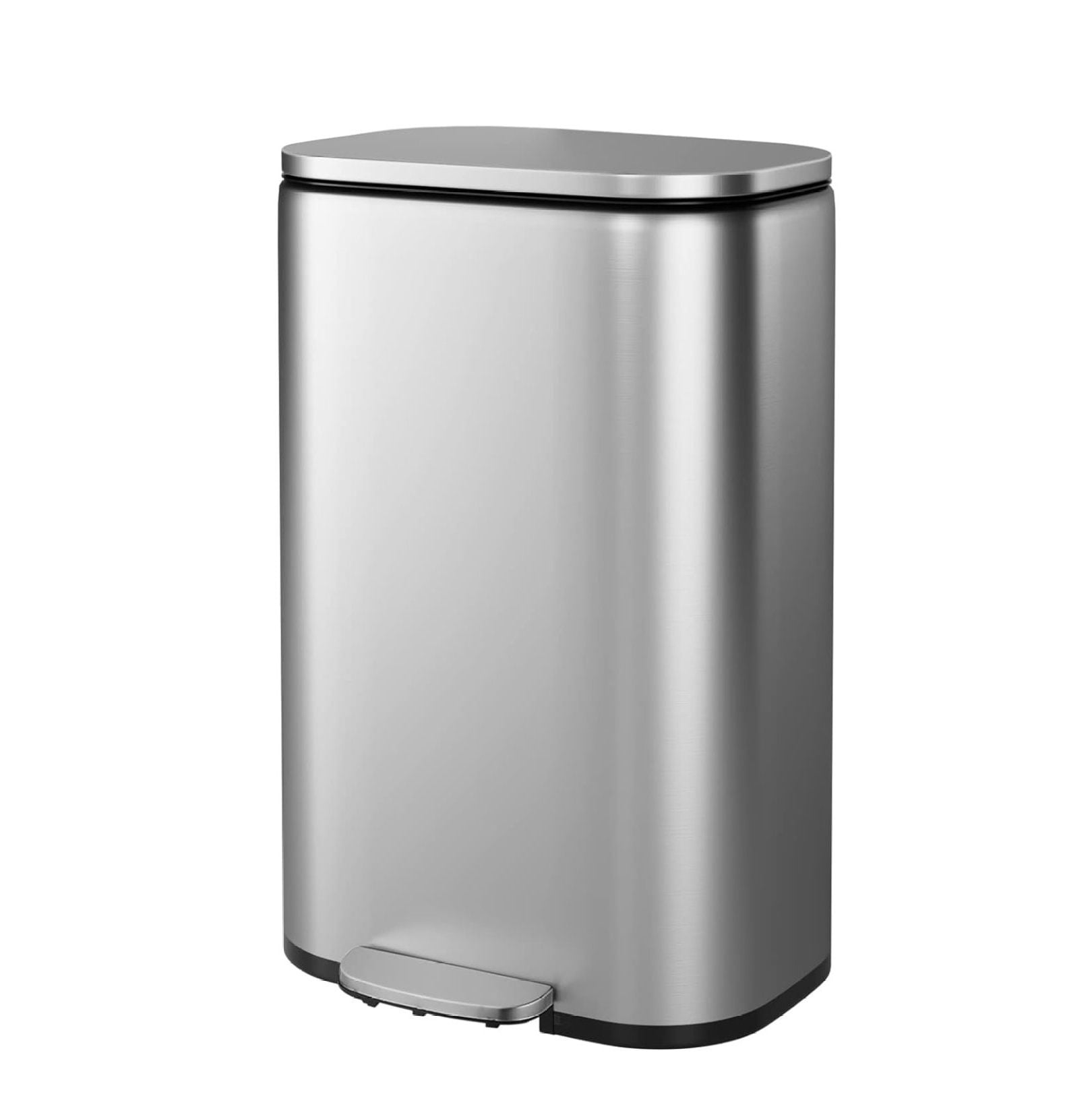 Trash Can, Stainless Steel Garbage Can with Silent Lid, Durable Pedal