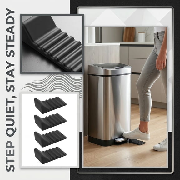 Trash Can Wall Protector and Stop Moving Backward, 4 Pcs Silicon Trash Can Bumper, Wall Spacer Garbage Bin for Round & Square Waste Baskets, No Drill Kitchen & Office Floor and Wall Guard, Black