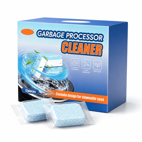 Trash Can and Drain Cleaning Tablets 12 Pack, 11 g Foaming Effervescent Cleaner Blocks for Sink Pipe Bin Odor Care