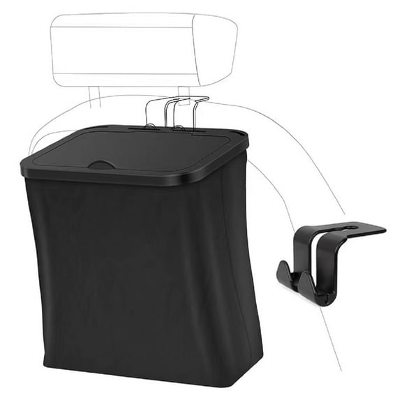 Trash Can for Car, Artificial Leather Material, Firm, with Hook