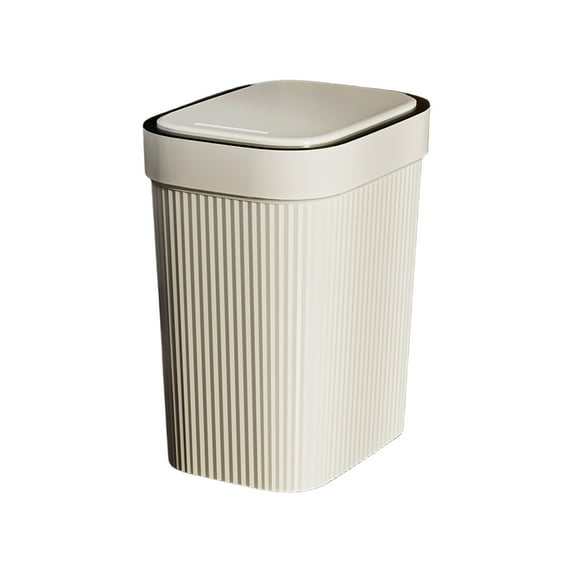 Trash Can with Press Lid, Slim Waste Basket Garbage Can Plastic Container Basket for Kitchen, Laundry Room, Office, Kids Room, Dorm, White