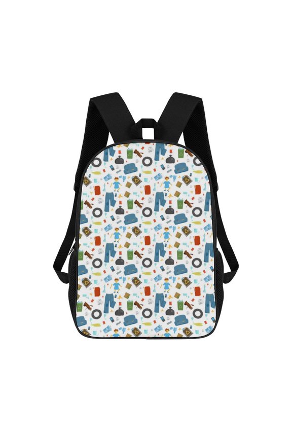 Trash Cartoon Seamless Pattern Backpack 17 Inch Laptop Bag Large Capacity Men's And Women's Backpack Travel Bag