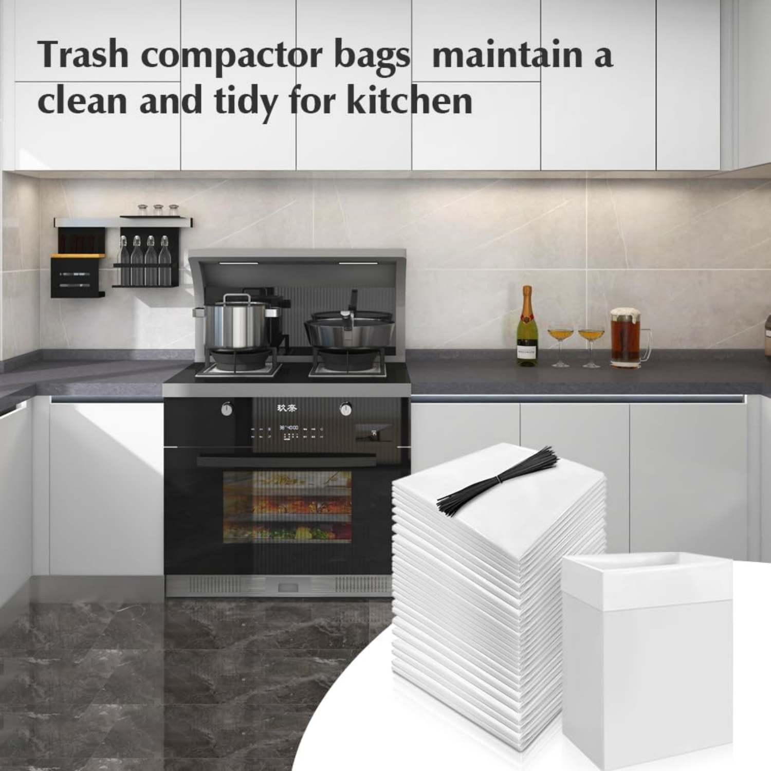 Trash Compactor Bags - leak-proof trash compactor bags for kitchen 60 ...