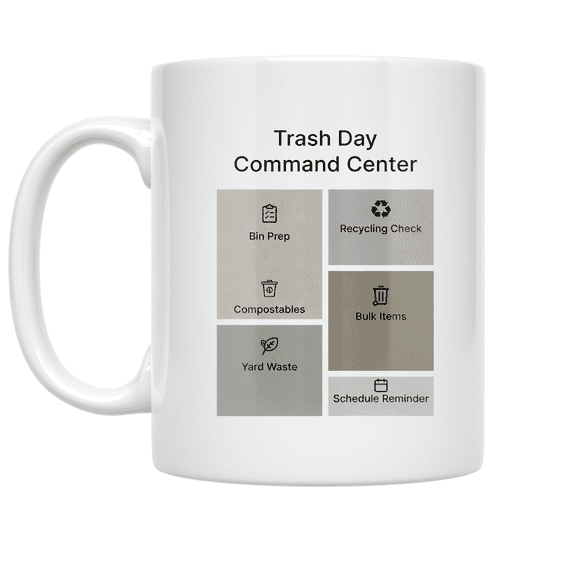 Trash Day Command Center - Home Organizer - 11 oz Ceramic Coffee Mug