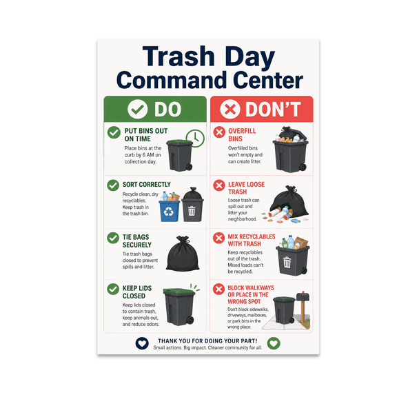 Trash Day Command Center Wall Decor - Home Organization Enthusiast - 13x19 Poster Print
