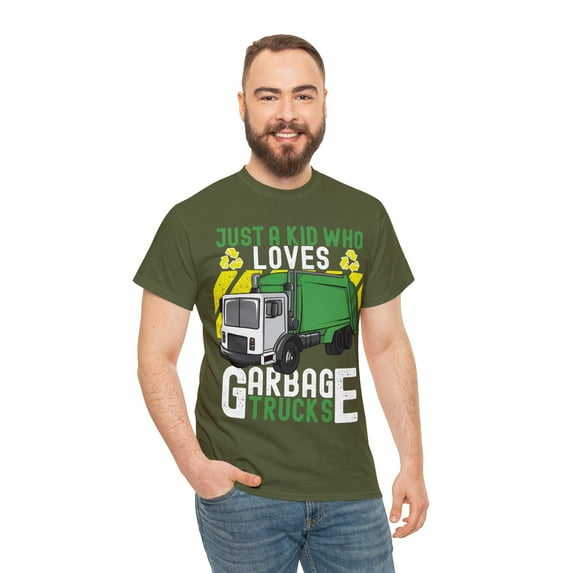 Trash Day Just A Kid Who Loves Garbage Trucks T-Shirt
