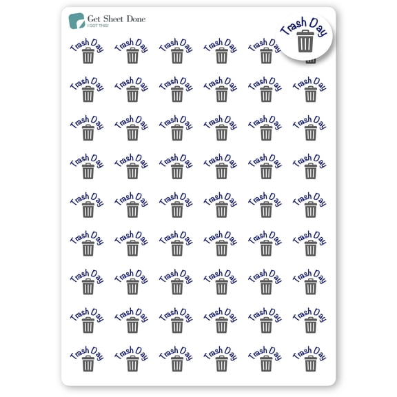 Trash Day Planner Stickers / Chore Reminder Stickers / Bullet Journaling / Bujo / Essential Productivity Stickers