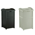 Trash Hideaway Outdoor Patio 33 Gallon Trash Can Bin 1 Java and 1 Taupe