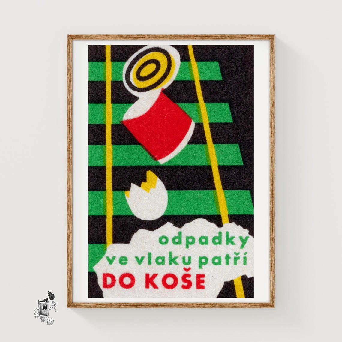 Cech Train Service Trash On Train Tracks Matchbox Wall Art Print, Vintage Czech Railway ...