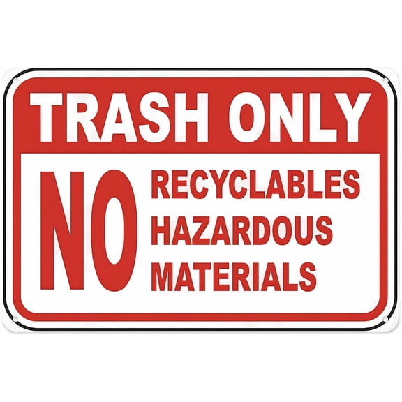 Trash Only No Recyclables Sign - 8"x12" Aluminum Tin Warning Sign for Home, Outdoor Garden, Office, Kitchen