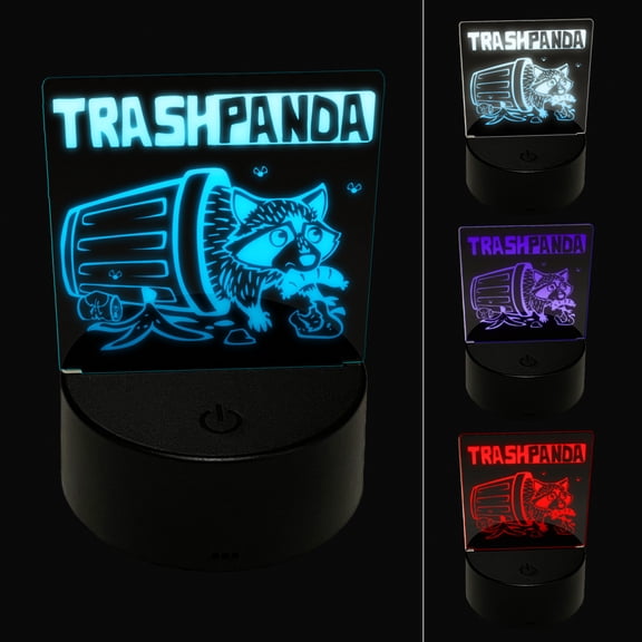 Trash Panda Raccoon LED Night Light Sign 3D Illusion Desk Nightstand Lamp