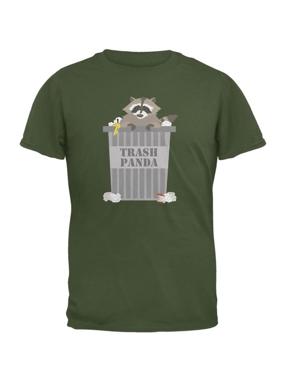 Trash Panda Raccoon Military Green Adult T-Shirt - Large
