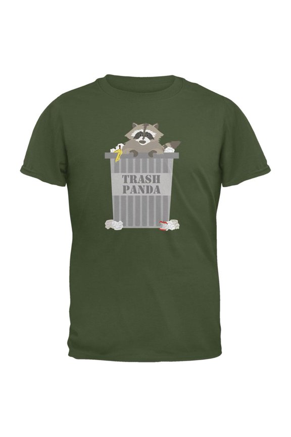 Trash Panda Raccoon Military Green Adult T-Shirt - Small
