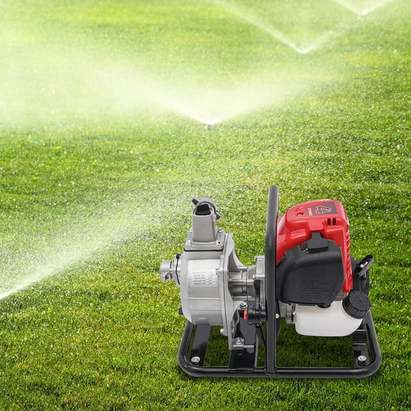 Trash Pump, 1" 4-Stroke Semi-Trash Water Pump with Filter, High-Pressure Gasoline Transfer Pump with 35.66GPM Flow & 98ft Max Lift for Irrigation Pool Fire & Trash Water