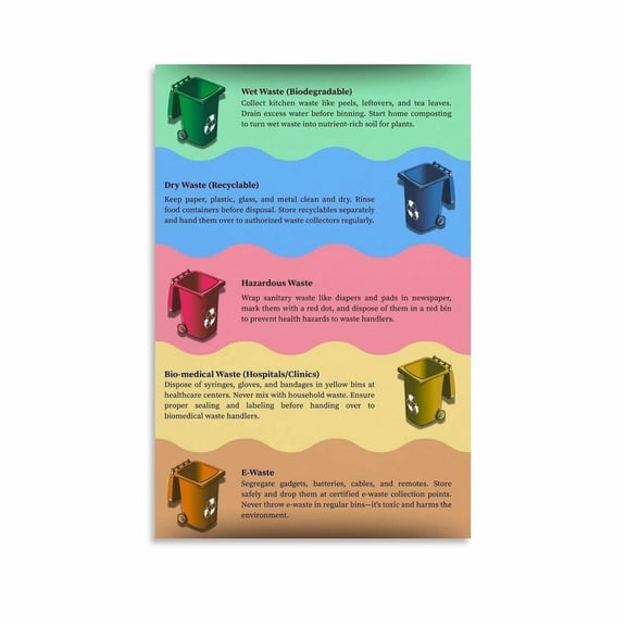 Trash Recycling Poster Food Waste Sorting Guide (3) Canvas Painting for Living Room Bedroom Decor