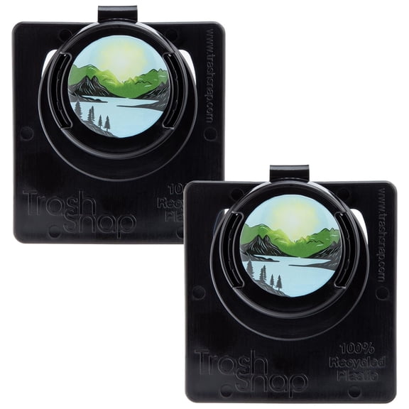 Trash Snap Reusable Bag Holders for Trash & Recycling | Eco-Friendly, Adhesive Clip System for Car, RV, Home, Travel, Boat | Recycled Plastic Leaf Me Alone - 2 Pack