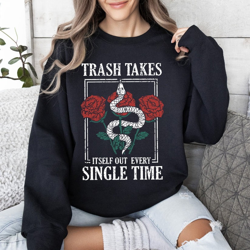 Trash Takes Itself Out, Concert, Music, Lyrics Sweatshirt BLACK