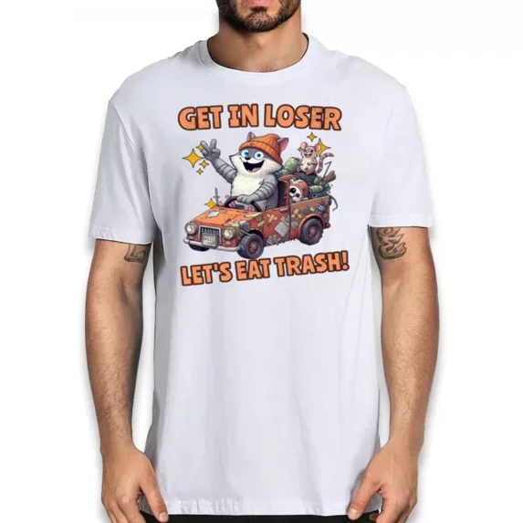 Trash Team Funny T-Shirt - 'Get In Loser, Let'S Eat Trash' Mouse Cat Tee Unisex S-5XL Hot Trending Shirt, Vintage Birthday Gift