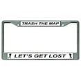 thumbnail image 1 of Trash The Map Let's Get Lost Chrome License Plate Frame, 1 of 1