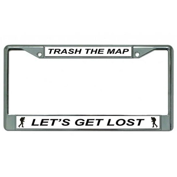 Trash The Map Let's Get Lost Chrome License Plate Frame