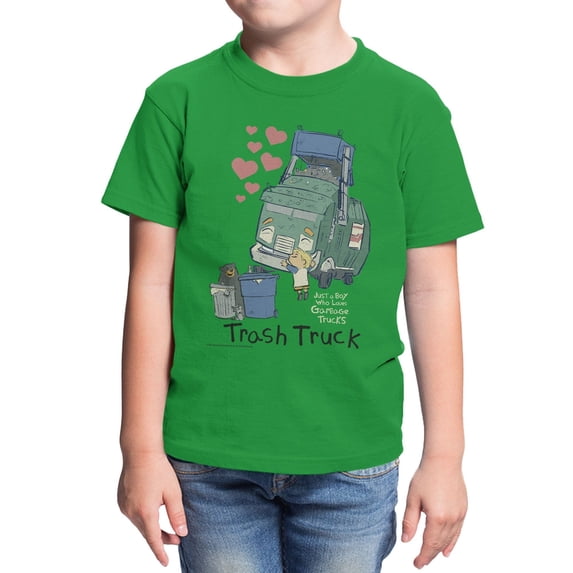 Trash Truck Boy Who Loves Garbage Youth T Shirt (Irish Green, XS-XL)