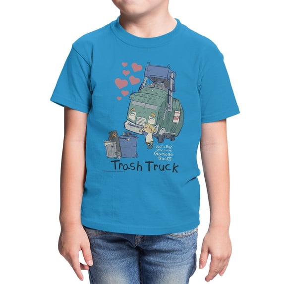 Trash Truck Boy Who Loves Garbage Youth T Shirt (Sapphire, XS-XL)