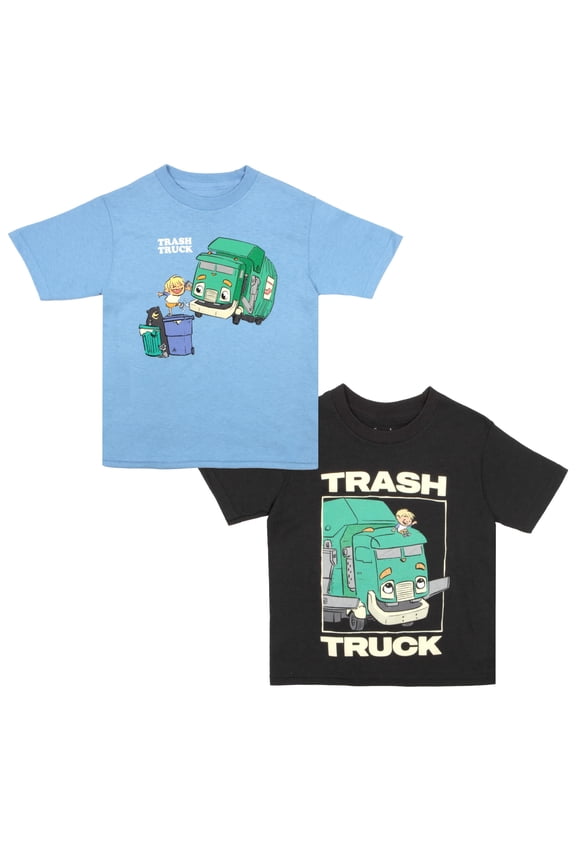 Trash Truck Characters Boys 2-Pack Short Sleeve T-Shirt Bundle Set for Kids (Size 2T-7)